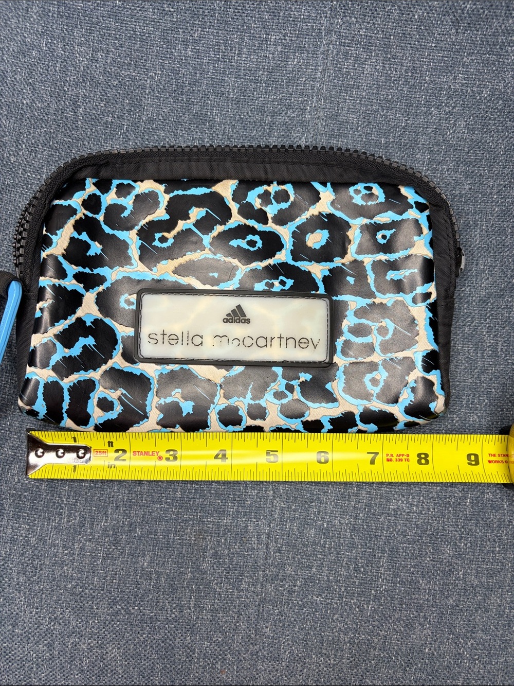 adidas by Stella McCartney Leopard Pattern Big Wallet Pouch Blue Black - Picture 9 of 11